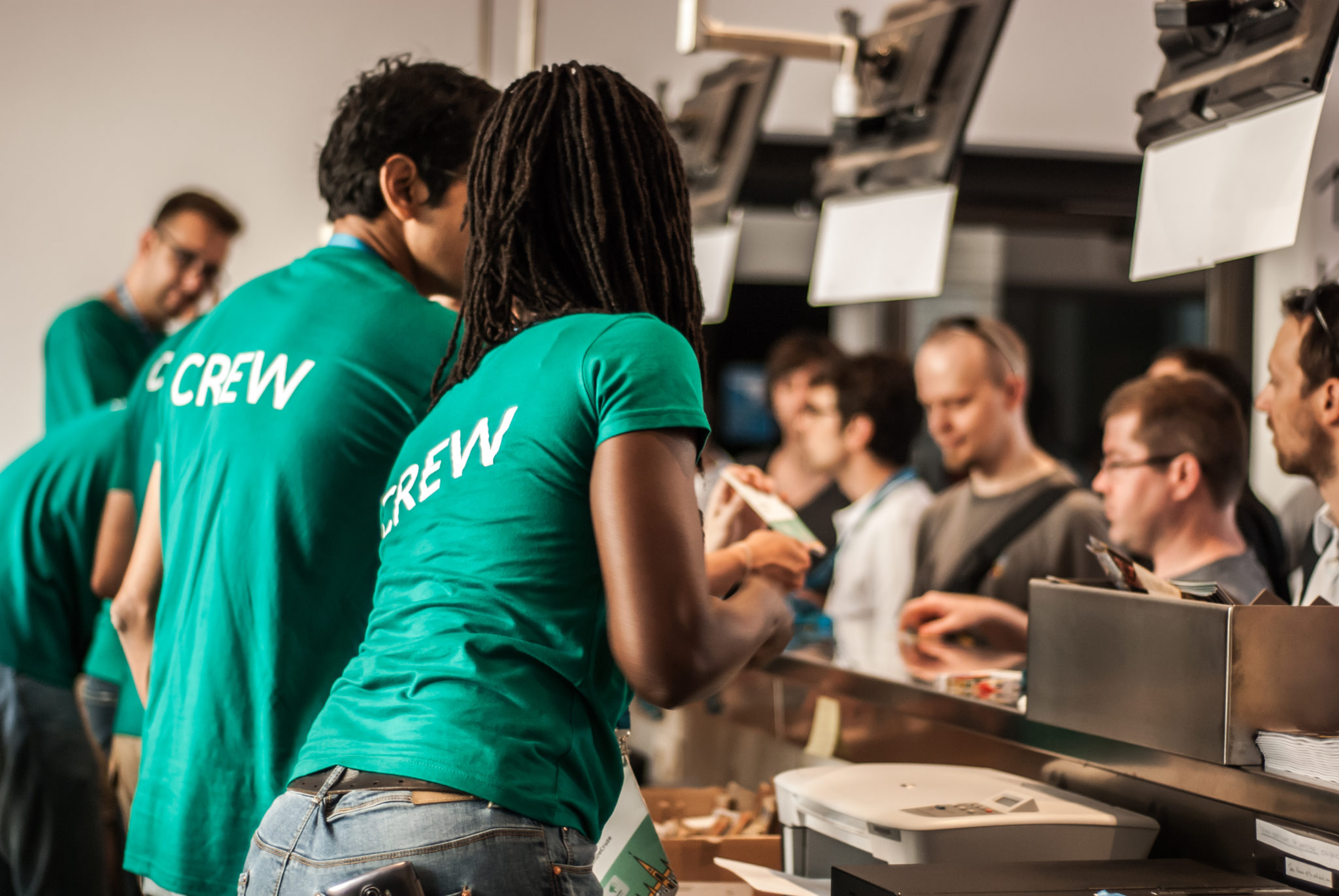 Crew Crew providing customer service