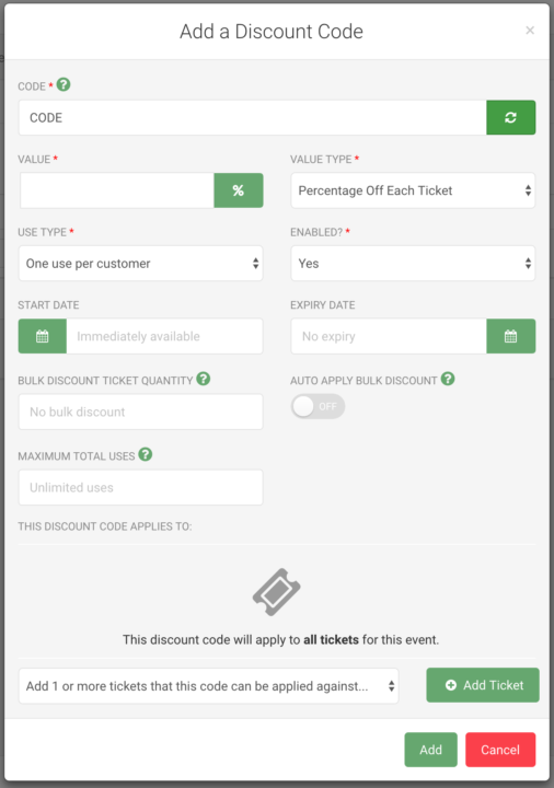 Discount Codes - Helm Tickets